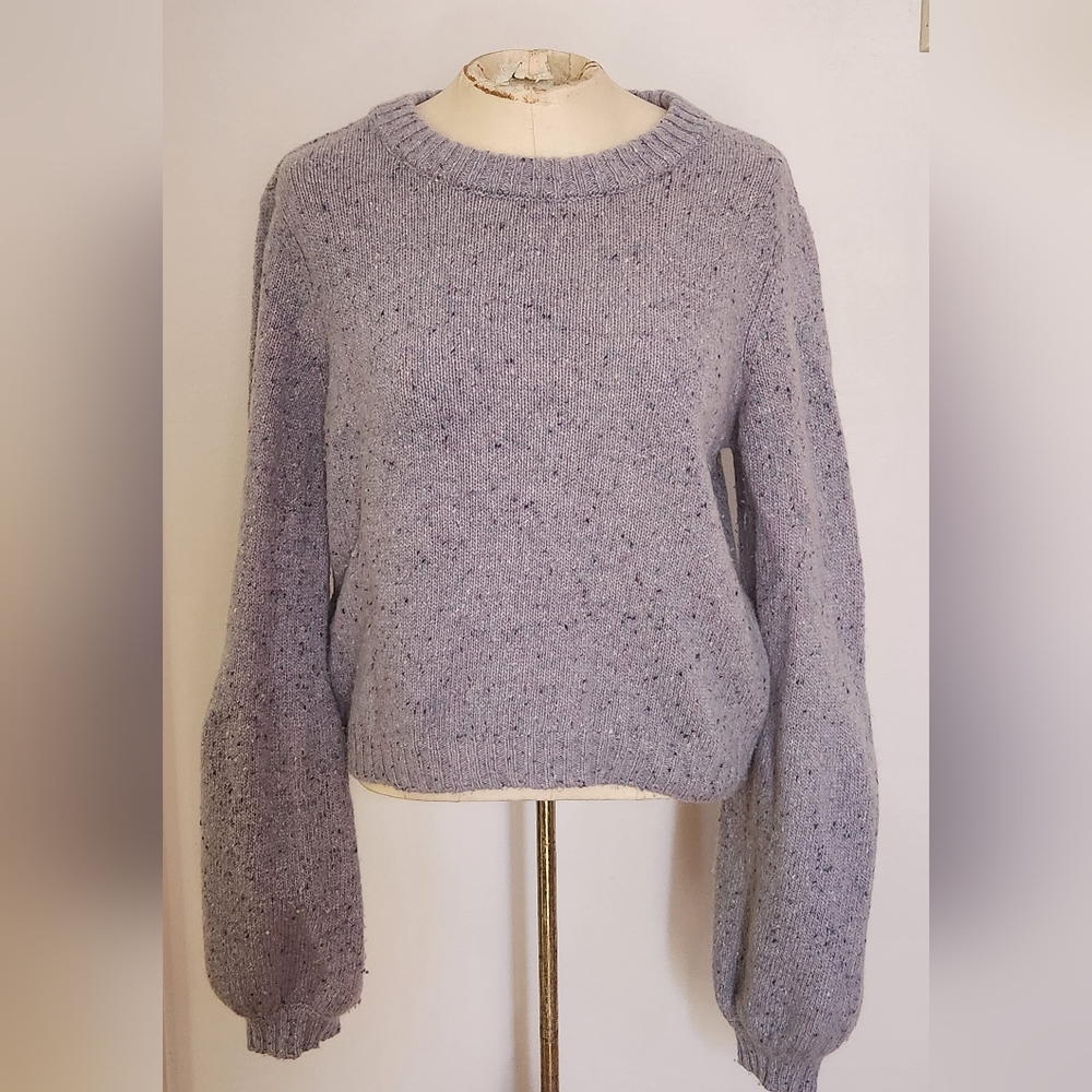Milly Purple/Lavender Speckled Sweater with Long, Blouson Sleeves -- Size M
